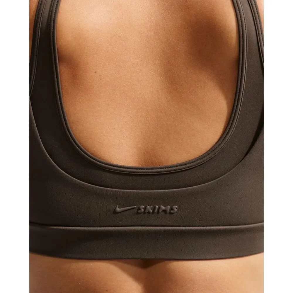 NEW NikeSKIMS Double Strap Scoop Bra Dark Sepia Deep Brown Small NWOT - Picture 6 of 7